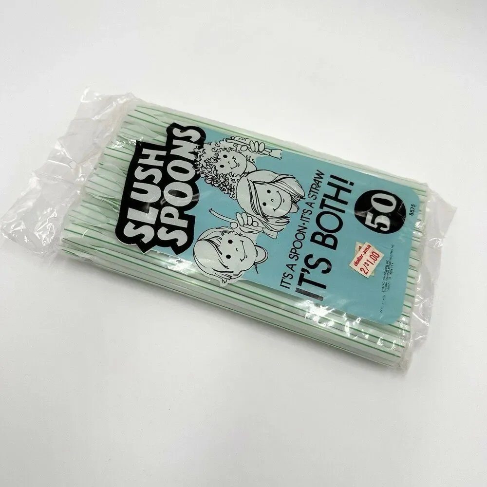 Slush Spoons It’s A Spoon It’s A Straw It’s Both 1984 Vintage 50 ct. Retro NOS